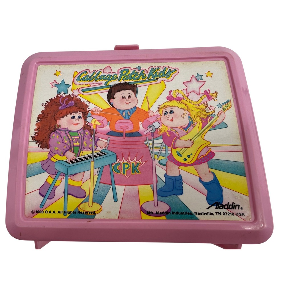Vintage 1990 Cabbage Patch Kids Lunch Box Aladdin Pink Plastic Kidcore Retro Y2K